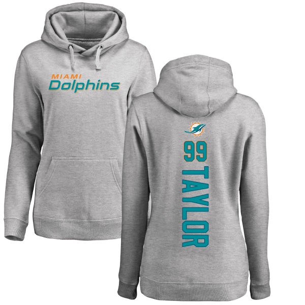 Jason Taylor Women's Miami Dolphins Ash Backer Pullover Hoodie - Pro ...